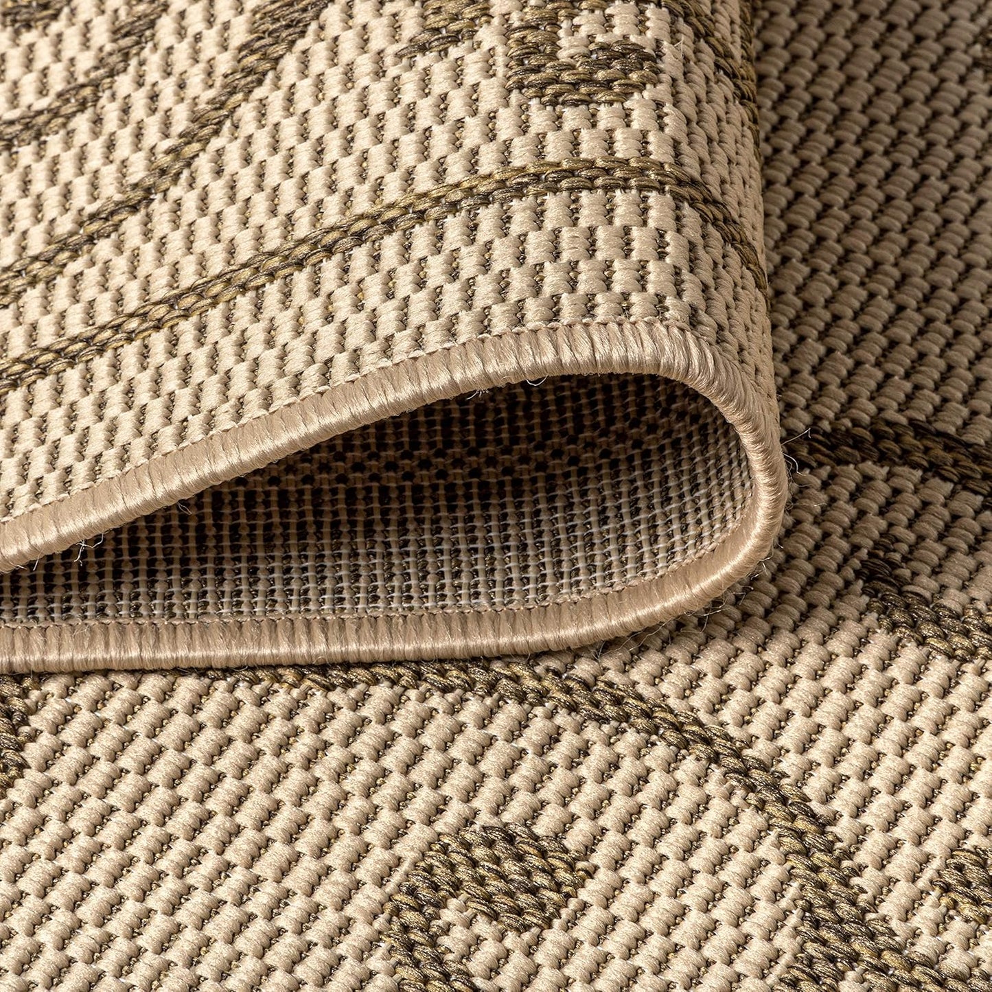 JONATHAN Y Vintage Filigree Indoor Outdoor Round Area Rug 6 Ft Beige/Brown, Charleston Textured Weave for Backyard, Patio, Porch, Easy-Cleaning, High Traffic, Pet-Friendly, Non-Shedding (SMB106A-6R)