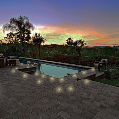 LUMENGY Paver Light Slim 0.5x4 Inch Glare-Free Steel Brick Lighting for Pavers, Walls, Driveway & Pathway Borders 2700K Warm White, Waterproof, Drive-Over Rated - 12V AC/DC