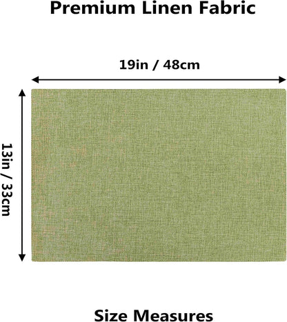 Home Brilliant Green Placemat Set of 8 Washable Place Mats Placemats Heat Resistant Sage Placemat for Dining Table Kitchen Table Mats Decor, Grass Green