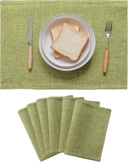 Home Brilliant Green Placemat Set of 6 Washable Place Mats Placemats Heat Resistant Table Mats for Wooden Table Dinner Decor, Lime Green