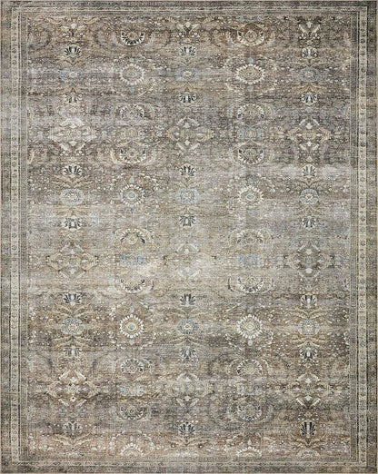 Loloi Layla Collection LAY-13 Antique/Moss 9'-0" x 12'-0" .13" Thick Area Rug, Soft, Durable, Vintage Inspired, Distressed, Low Pile, Non-Shedding, Easy Clean, Printed, Living Room Rug