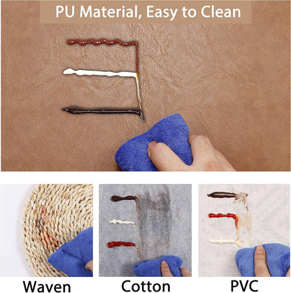 Set of 8 Faux Leather Placemats, PU Table Mats, Waterproof, Stain Resistant, Heat Resistant, Non-Slip Easy to Clean for Kitchen Dining Table,Conference Table F Flaxen