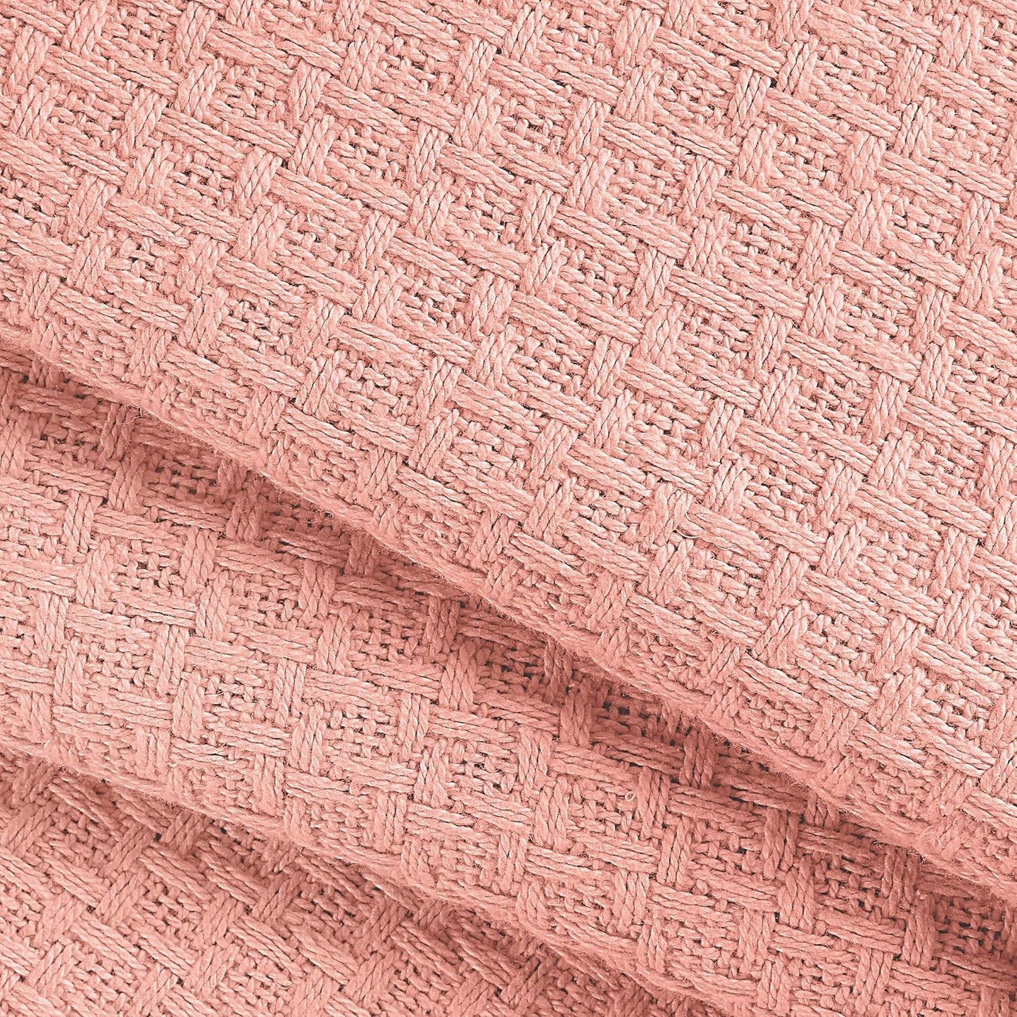 BELIZZI HOME 100% Cotton Bed Blanket, Breathable Bed Blanket King Size, Cotton Thermal Blankets King, Perfect for Layering Any Bed for All Season, Peach
