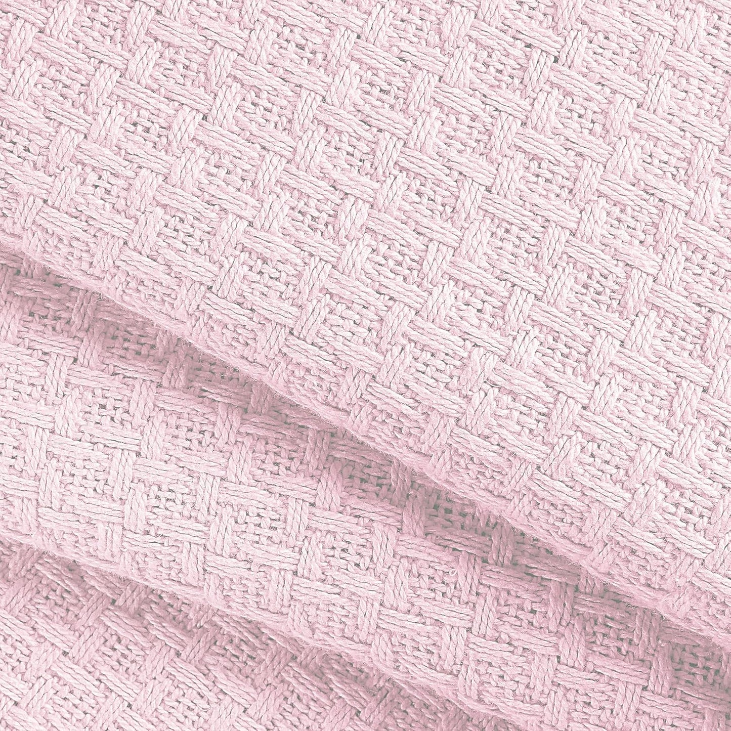 BELIZZI HOME 100 Cotton Bed Blanket, Breathable Bed Blanket Twin Size, Cotton Thermal Blankets Twin, Perfect for Layering Any Bed for All Season, Baby Pink