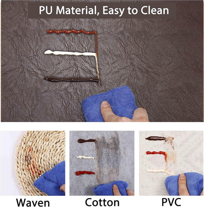 Set of 6 Faux Leather Placemats, PU Table Mats, Waterproof, Stain Resistant, Heat Resistant, Non-Slip Easy to Clean for Kitchen Dining Table,Conference Table F Dark Brown