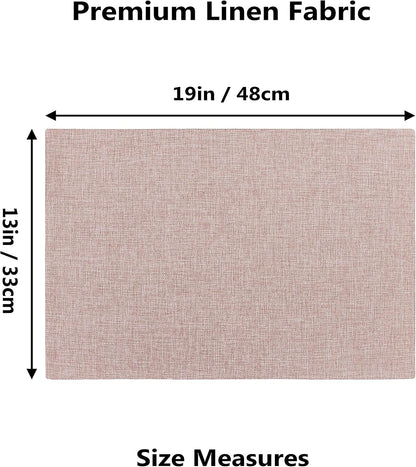 Home Brilliant Placemats Set of 4 Heat Resistant Dining Table Place Mats for Kitchen Table Party Dinner Decorations, 13 x 19 inches, Apricot Pink