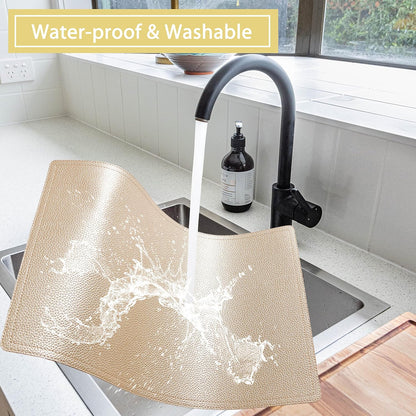 Faux Leather Gold Placemats, PU Table Mats, Set of 4, Waterproof, Heat Resistant, Non-Slip, Easy to Clean for Kitchen Dining Table,Conference Table