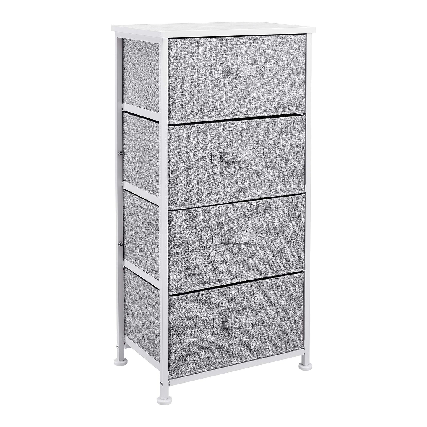Amazon Basics Fabric 4-Drawer Storage Organizer Unit for Closet, Bedroom, White
