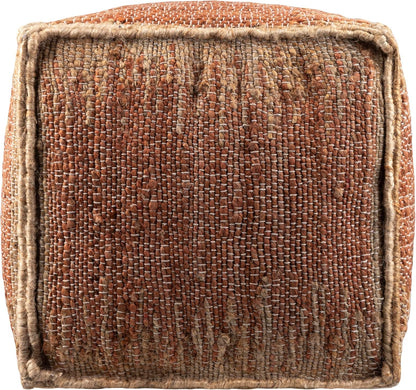 Mark&Day Pouf Ottoman, Lanzenkirchen Natural Fiber Burnt Orange Cube Pouf Foot Rest for Living Room, Bedroom and Boho Home Decor (16"x16"x16")