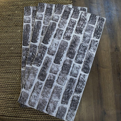 Dundee Deco 3D Wall Panels Faux Brick - Cladding, Charcoal White Stone Look Wall Paneling, Styrofoam Facing for Living Room, Kitchen, Bathroom, Balcony, Bedroom, Set of 5, Covers 27 sq ft