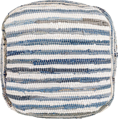 Mark&Day Pouf Ottoman, Korneuburg Natural Fiber Navy Cube Pouf Foot Rest for Living Room, Bedroom and Boho Home Decor (16"x16"x16")