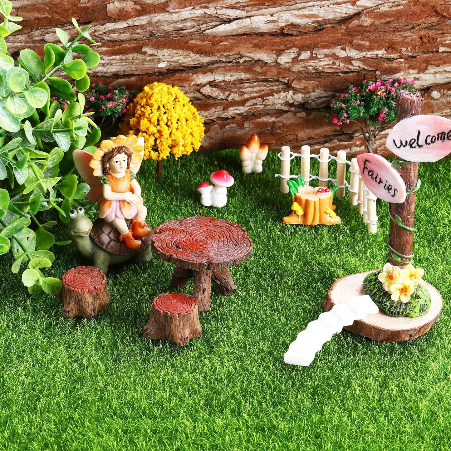 Elcoho 12 Pieces Fake Grass for Crafts Fairy Garden 6 x 6 Inches Artificial Garden Grass for Miniature Ornament Dollhouse DIY Decoration