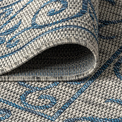 JONATHAN Y Vintage Filigree Indoor Outdoor Area Rug 10X14 Gray/Navy, Charleston Textured Weave for Backyard, Patio, Porch, Easy-Cleaning, High Traffic, Pet-Friendly, Non-Shedding (SMB106C-14)