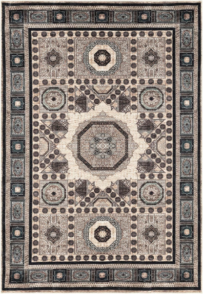 Keen Home Design 9x12 Rug - Machine Washable Area Rug with Non-Slip Backing, Ideal for Living Room, Dining Room, Bedroom - Vintage, Easy Clean, Durable, Low Pile Rug - (9' x 12')