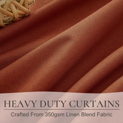 Fall Burnt Orange Curtains Pinch Pleated Blackout 108 Inches Long 2 Panels Set,Terracotta Autumn Color Decor Retro for Living Room Antique Copper Rust Boho 70s Window Linen Drapes (W40"xL108")