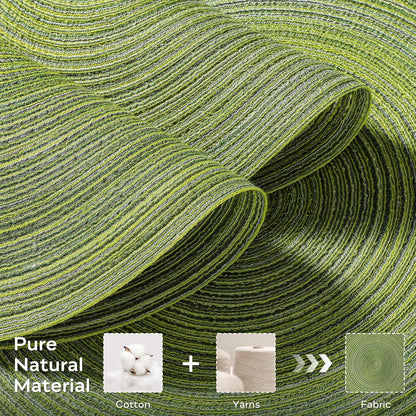 Leetaltree Round Placemats Heat and Slip Resistant Cotton Table Mats, Washable Bohemian Placemats for Dining Tables (Sage Green, Set of 6)