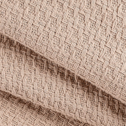 Elvana Home 100% Cotton Bed Blanket, Breathable Bed Blanket King Size, Cotton Thermal Blankets King, Perfect for Layering Any Bed for All Season, Beige