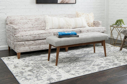 Unique Loom Rosso Collection Vintage, Geometric, Bohemian, Traditional, Distressed, Southwestern Area Rug, Rectangular 4' 0" x 6' 0", Light Gray/Ivory