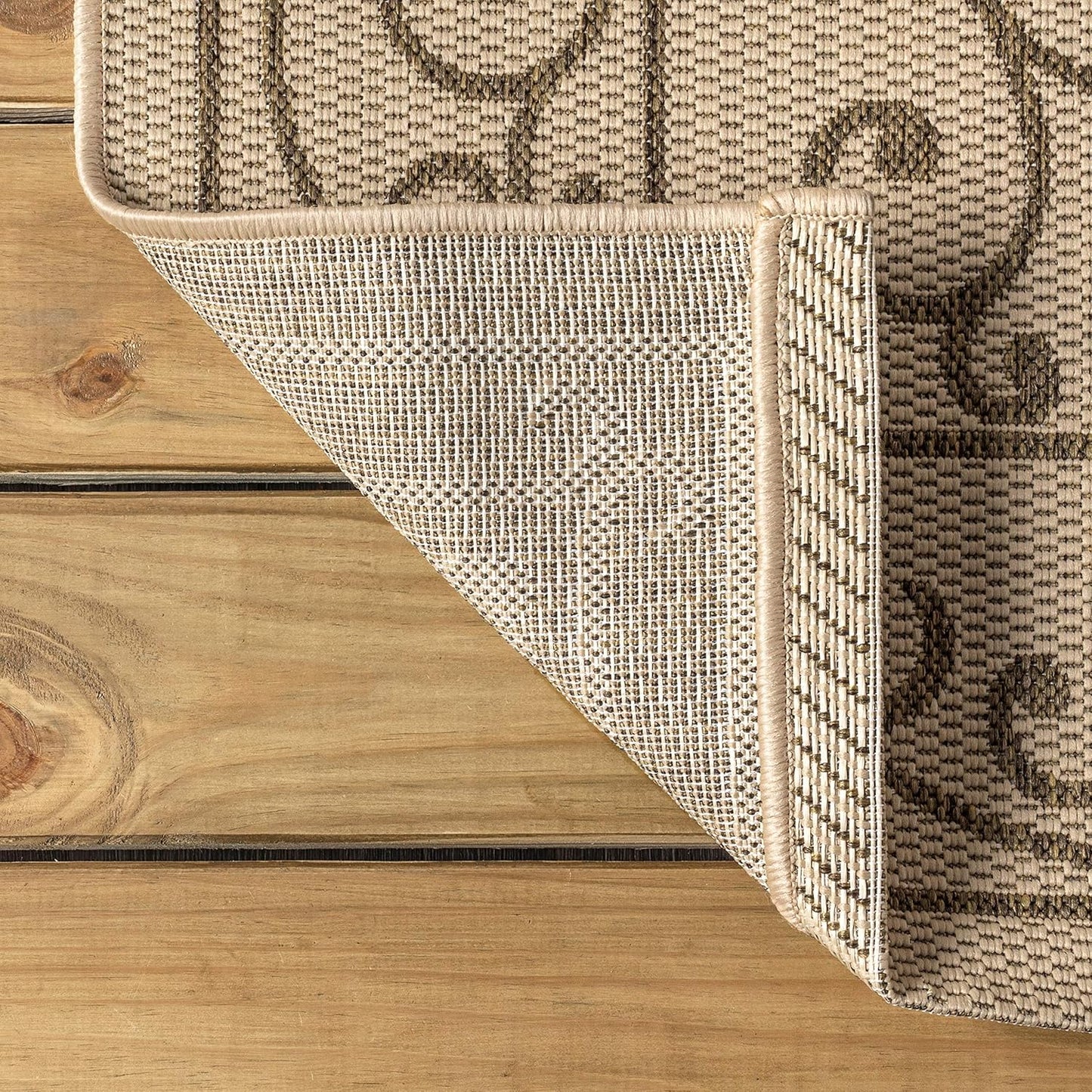 JONATHAN Y Vintage Filigree Indoor Outdoor Area Rug 4X6 Beige/Brown, Charleston Textured Weave for