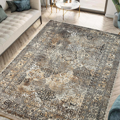 Keen Home Design 4x6 Rug - Machine Washable Area Rug with Non-Slip Backing, Ideal for Living Room, Dining Room, Bedroom - Vintage, Easy Clean, Durable, Low Pile Rug - (4' x 6')