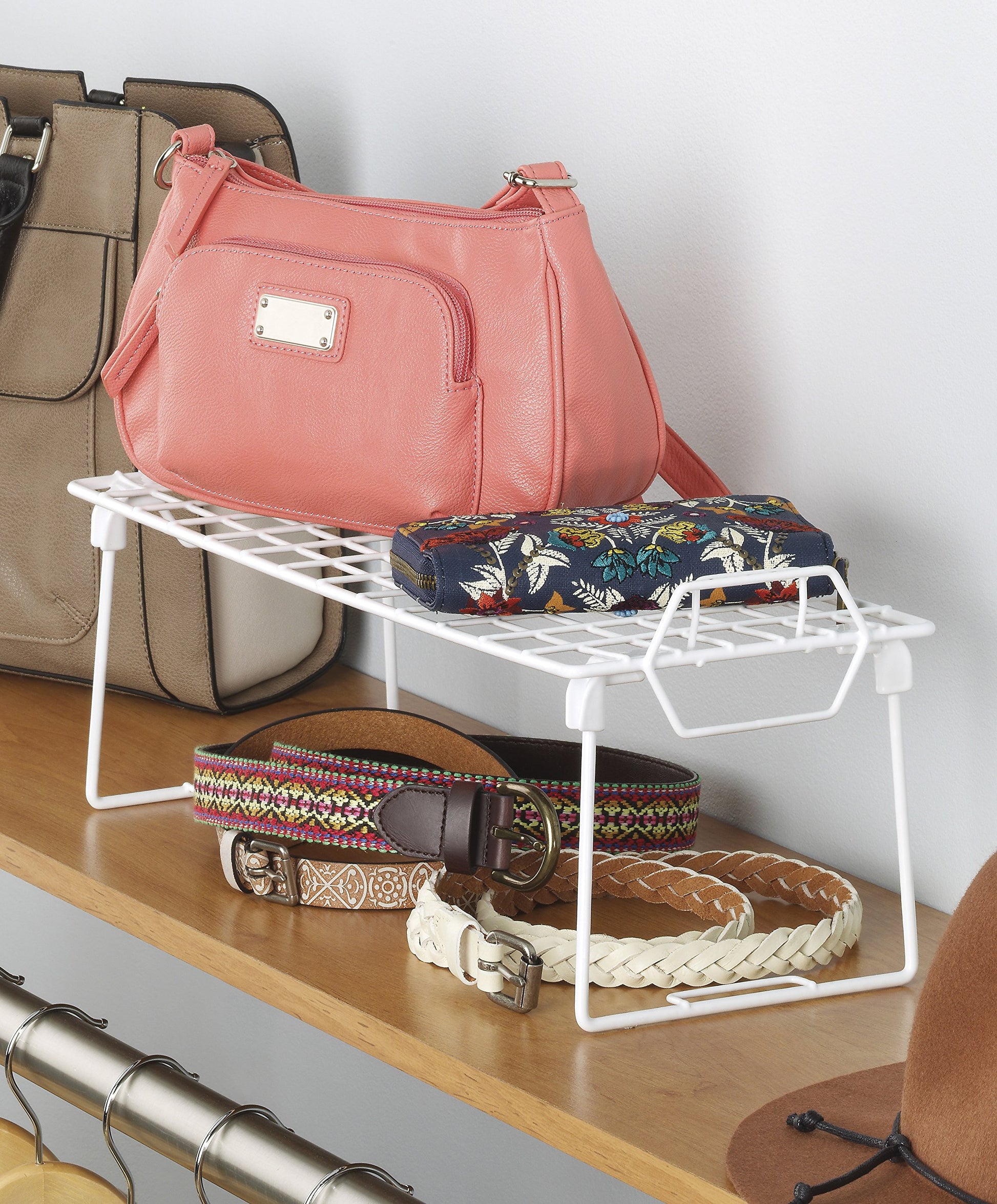 Whitmor Stackable Wire Shelf Organizer, Metal Cabinet Organizer, Space Saving Storage Shelf