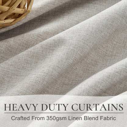 Natural Melange Taupe Blackout Curtains 102 Inch Long Flax Linen Viral Curtain with Pinch Pleat Clips&Hooks, Floor to Ceiling for Living Room Cooling Drapes for Summer Heat (40"W x 102"L x 2Panels)
