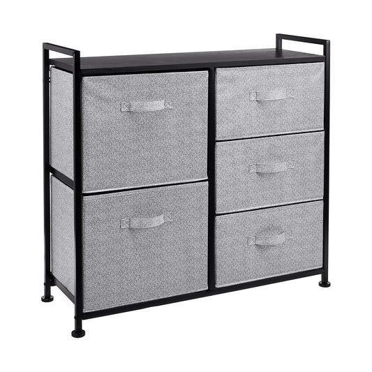 Amazon Basics Closet Organizer with 5-Fabric Storage Drawers for Bedroom, Living Room, Black