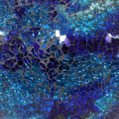 Sunnydaze 10-inch Gazing Ball for Garden - Crackled Glass Mosaic Gazing Globe for Outside - Deep Ocean Swirl Mosaic