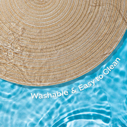 Leetaltree Round Placemats Heat and Slip Resistant Cotton Table Mats, Washable Bohemian Placemats for Dining Tables (Beige, Set of 8)