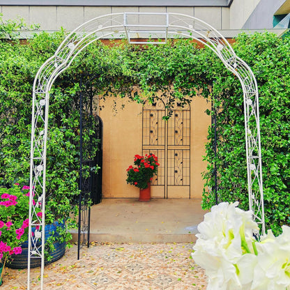 Metal Garden Arch 98.4" H Garden Arbor Trellis for Outdoor Climbing Plants Support Rose Lawn Tall Super Large Event Arch(XL, Cream White)