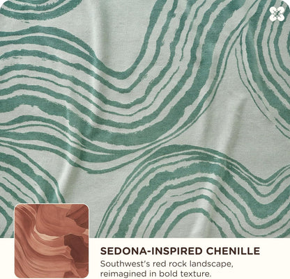 Bedsure 100% Cotton Throw Blanket for Couch - Chenille Woven Textured Blanket Gifts for Women, Cozy and Soft for All Seasons, Home Decor Boho Throw for Bed, Sofa, Aqua Gray, 50x60 Inches