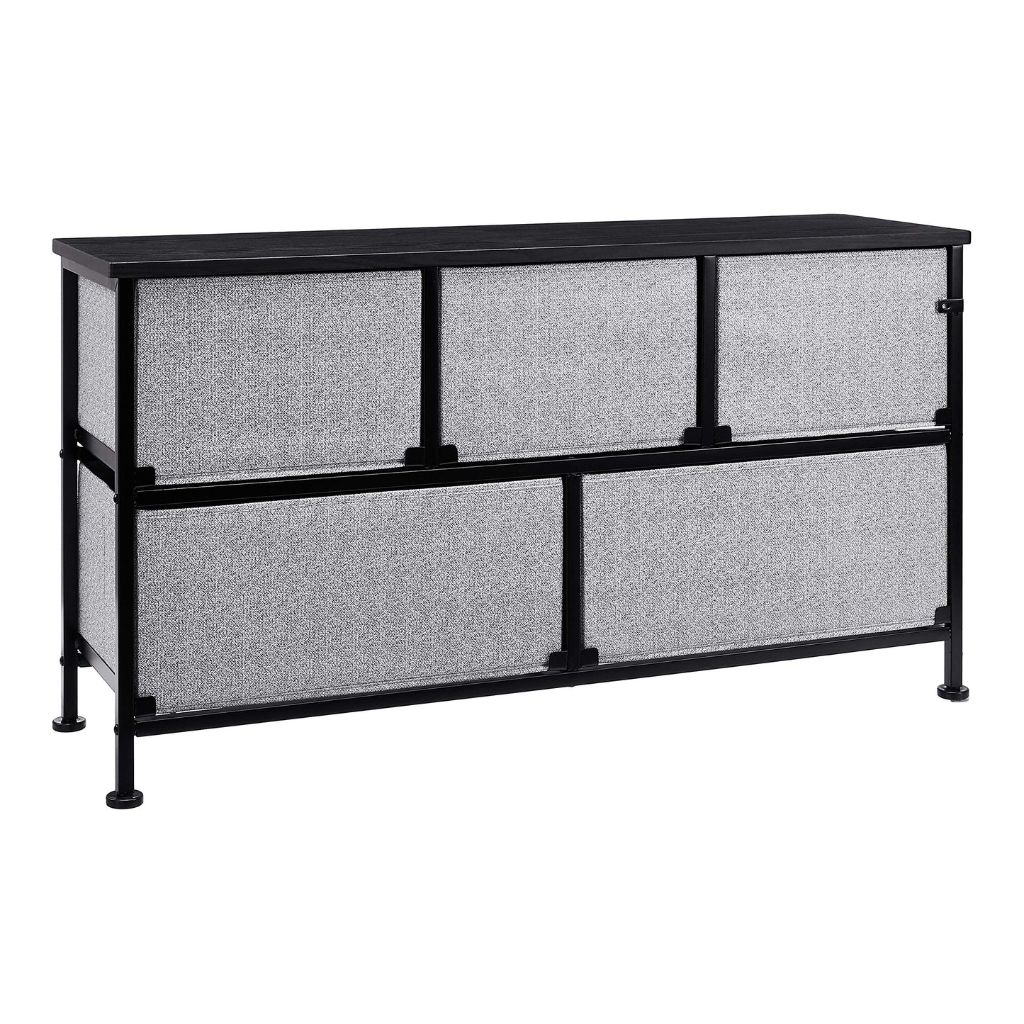 Amazon Basics Extra Wide Fabric 5-Drawer Storage Organizer Unit for Bedroom Closet, Black