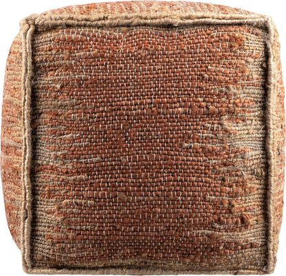 Mark&Day Pouf Ottoman, Lanzenkirchen Natural Fiber Burnt Orange Cube Pouf Foot Rest for Living Room, Bedroom and Boho Home Decor (16"x16"x16")
