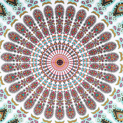 Bless International Handmade Indian hippie Bohemian Psychedelic Peacock Mandala Wall hanging College Dorm Beach Throws Table Cloth Bedding Tapestry (Floral Gold, King(88x104Inches)(225x265Cms))