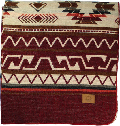 Inca Aztec Throw, Queen, King Blanket | Southwest Indian Navajo Boho Style | Native Cover for Camping, Bedding, Couch, Vanlife | Faux Alpaca, Lightweight, Hypoallergenic (Vinincunca Maroon, Throw)