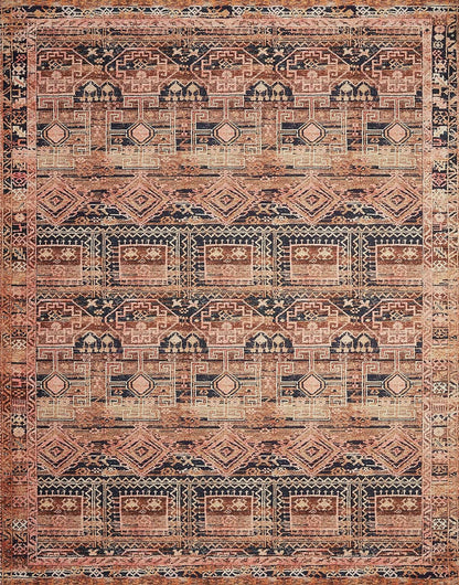 Loloi Layla Collection LAY-14 Mocha/Blush 5'-0" x 7'-6" .13" Thick Area Rug, Soft, Durable, Vintage Inspired, Distressed, Low Pile, Non-Shedding, Easy Clean, Printed, Living Room Rug